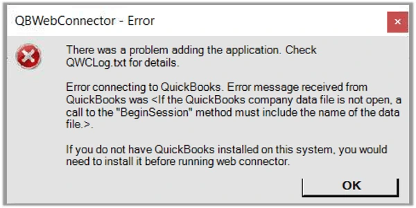 QuickBooks web Connector Error