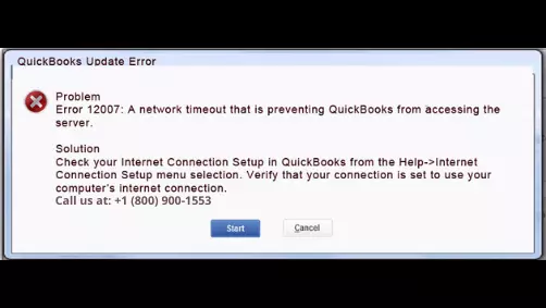 quickbooks error 12007