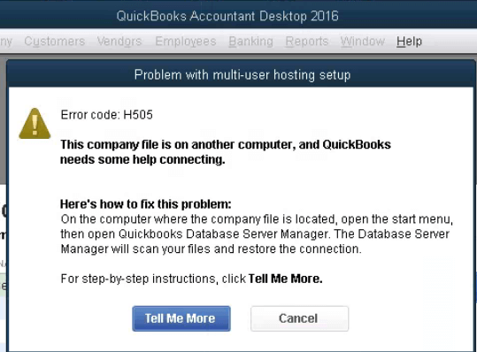 QuickBooks error Message H505