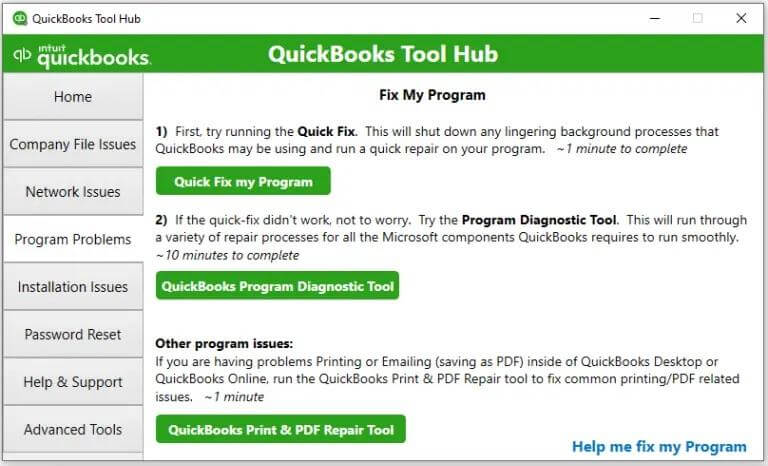 QuickBooks Fix my Programe