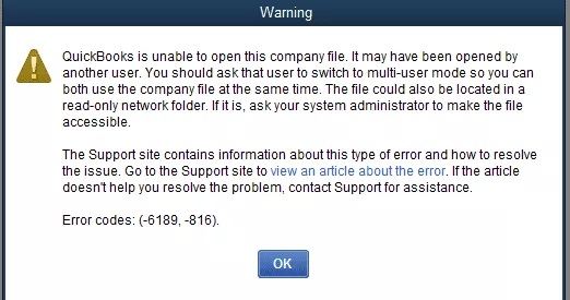 QuickBooks Error 6189 and 816