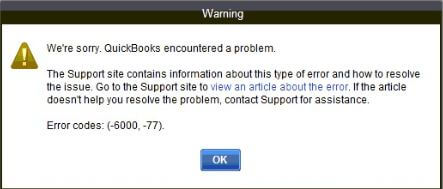 QuickBooks Error 6000 77 message