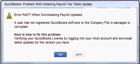 QuickBooks Error PS077 (Message)