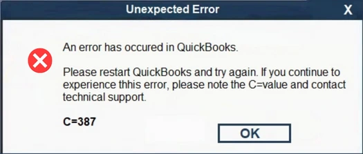 QuickBooks Error C=387 (Message)